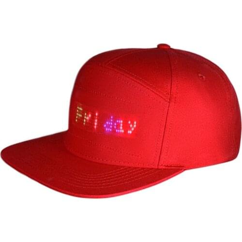Men Women Bluetooth LED Mobile Phone APP Controlled Baseball Hat Scroll Message Display Board Hip Hop Street Dance Snapback Cap
