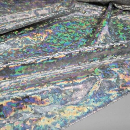 Shiny Laser Holographic Fabric Stretchy Cloth Elastic Spandex Bronzing Swimsuit Costume Material