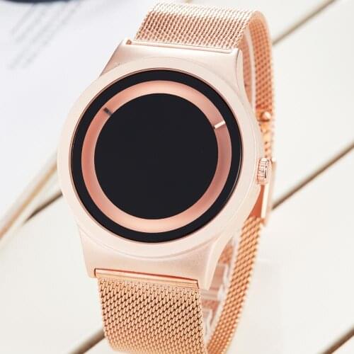 Minimalist Watch Waterproof Men Turntable Stainless Steel Mesh Watch Fashion Analog Quartz Watches Gift