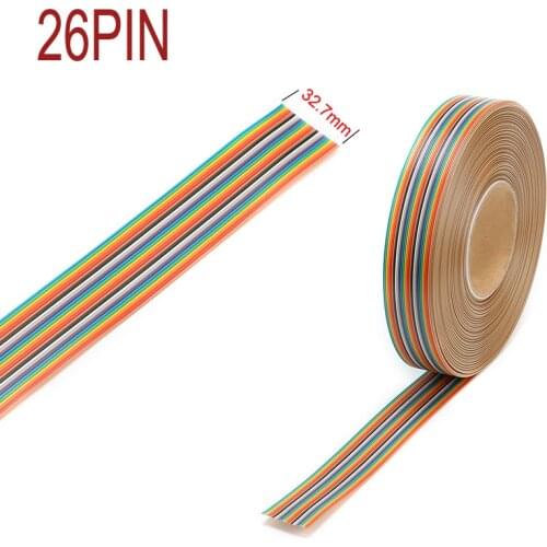 Colorful 1.27mm Spacing Pitch Cable 26P Flat Rainbow Ribbon Cable Wire Width 3.27cm 1/5/10 meters