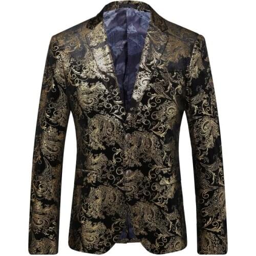 Europe and the United States mens new fall winter 2016 Long sleeve golden palace printing velvet jackets