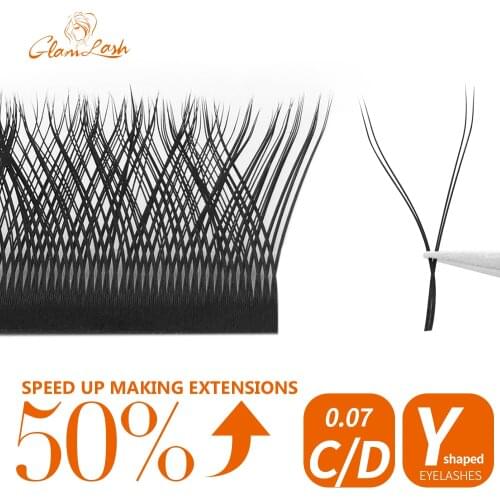 GLAMLASH Y YY shape Lashes Hand-woven Faux YY Premade Volume Eyelashes Super Natural Soft False Eyelash Grafting