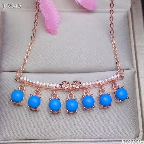 KJJEAXCMY Fine Jewelry 925 Sterling Silver inlaid Natural blue Turquoise Female Pendant Necklace fashion Support test