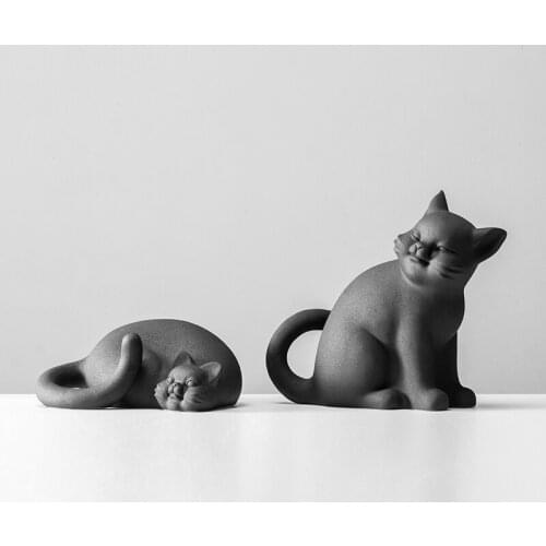Zen Black Cat Ceramic Ornaments Creative Living Room TV Cabinet Office Decoration Crafts Home Accessories Feng Shui Desk Decor
