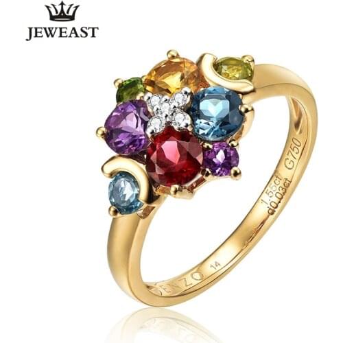 ENZO Topaz and other natural gemstones 18K Pure Gold 2020 New Hot Selling Top Ring Shape Ring For Ladies Woman Genuine Jewelry