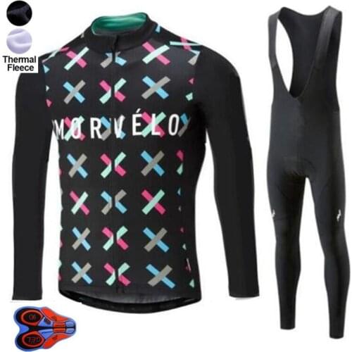 9D GEL PAD MORVELO team Men Cycling Jersey set ropa ciclismo Winter Thermal Fleece Long Sleeve sport Cycling Bicycle Clothing