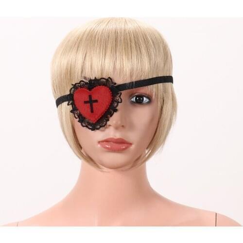 Anime Toky Cosplay Cosplay Costume Eyeshade Red Heart Black Cross Eyepatch Cosplay Eye Patch Gothic Single Eye Mask Blindfold