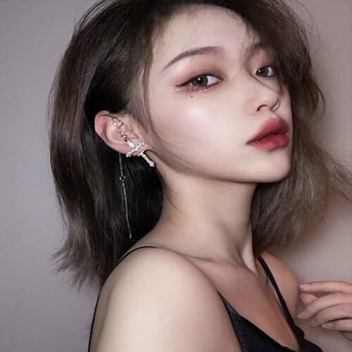 Cross Earring for Men Women Fashion Long Chain Rhinestone Gothic Punk Hip Hop Cross Stud Earrings Unisex Party Piercing Jewelry