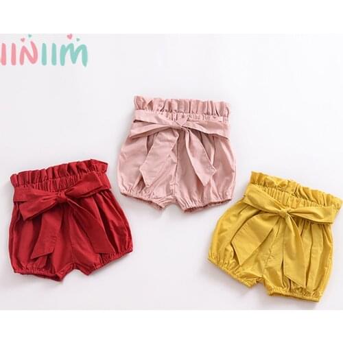 Summer Toddler Baby Girl Bow Cotton Bloomers Shorts PP Pants Nappy Diaper Cover Bandage Short Trouser Elastic Waist Harem Shorts