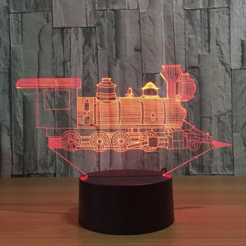 Locomotive 3D luz solar Stereo Vision Train Lamp Acrylic 7 Colors Changing USB Bedroom Bedside Night light Creative Desk lamp