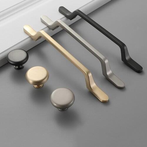 Metal Pull Handle Gold Grey Black Round Knob For Furniture Door Cabinet Drawer Cupboard Wardrobe Dresser 96/128/160/192mm Hole