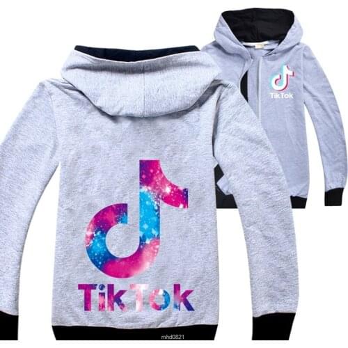 Fashion girls Tik Tok autumn Girls Jackets Baby Jacket Hooded Loose Girl Sweatshirt Casual Tik Tok zipper Coat Kid Clothes