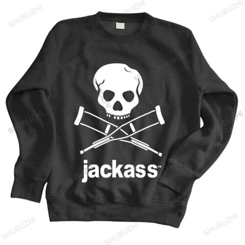 Men autumn sweatshirt black hoody Authentic JACKASS Skull Logo Slim-Fit hoodies brand winter hoodie