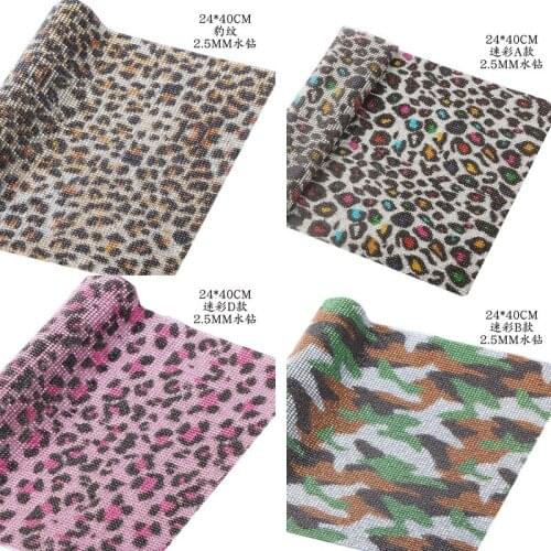 Hotfix leopard bling rhinestone applique sticker sheet luxurious phone case Self Adhesive Scrapbooking Sticker shoes decoration