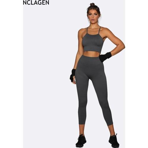 NCLAGEN Yoga Set Seamless 2 Piece Women Gym Leggings And Top Sports Suit Running Breathable Workout Crop Top Fitness Sportwear