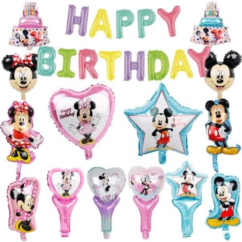 Disney Genuine Mickey Mouse Minnie Aluminum Film Balloon Baby Birthday Party Decoration Cartoon Mickey Mouse Balloon