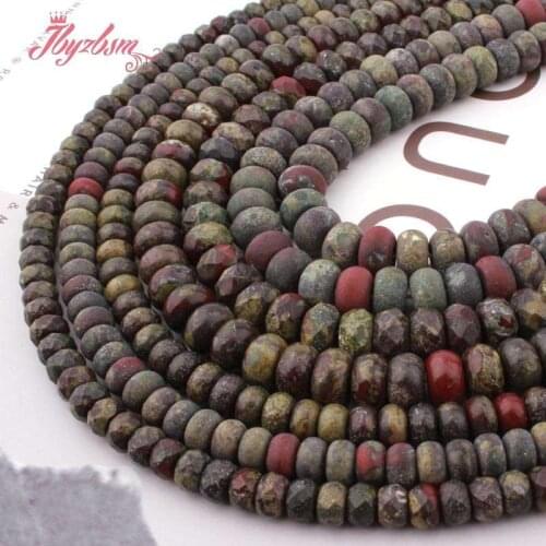 Natural Dragon Blooded Tumbled Stone Rondelle 3x6/4x8mm Spacer Stone Beads For Jewelry Making DIY Necklace Loose Strand 15"