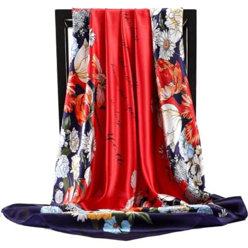 Popular Multicolor Dustproof Kerchief Luxury Summer Silk Scarves Fashion 90X90CM Sunscreen Shawl Female Print Square Bandanna