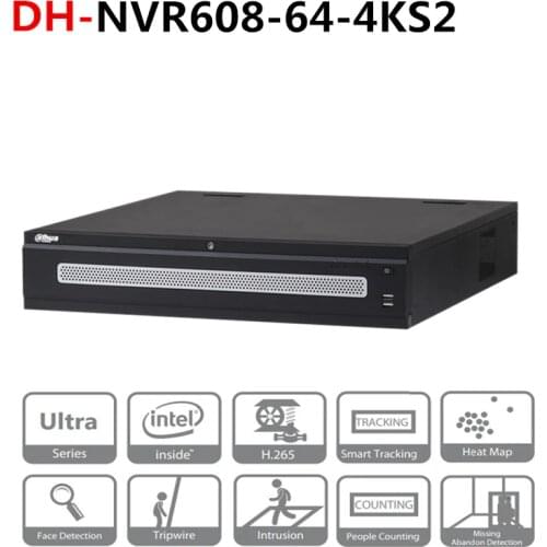 Dahua 64 Channel Ultra 4K H.265 Network Video Recorder DH-NVR608-64-4KS2 With DH Logo 8 Sata Ports 2 HDMI Display 12MP