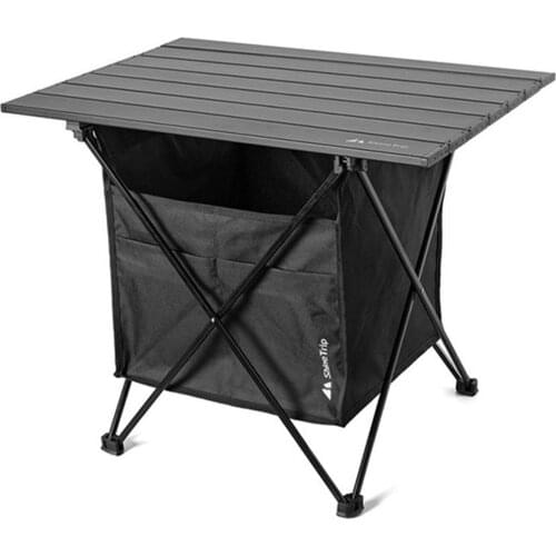 Outdoor Folding Picnic Table with Seat Pocket Camping Desk with Waterproof Tableware Clothes Storage Bag Camping Backyard Use