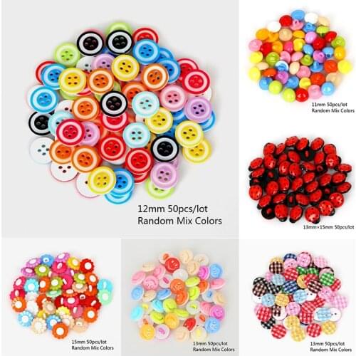 High-quality 50pcs Mix Shape Lots Colors Diy Scrapbooking Cartoon Buttons Plastic Childrens Garment Sewing Notions