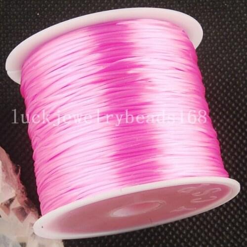 Free Shipping Women 1MM Pink Crystal Stretch Elastic Beading Cord 100M 1Pcs C3225