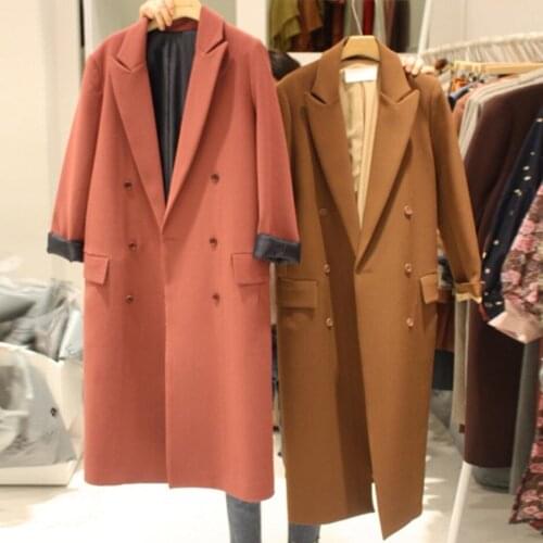 2020 spring autumn long jacket women ol double breasted loose suit jacket plus size 2XL