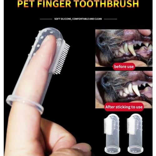 Pet finger toothbrush pet toothbrush silicone toothbrush puppy cat finger brush dog cat clean mouth super soft pet supplie