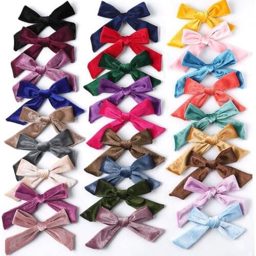 Bulk 5.0" Velvet Hair Bow Girls Hairpins Hair Barrettes Fashion Bowknot Hairclips For Women Girls Hair Accessories 36Pcs/lot