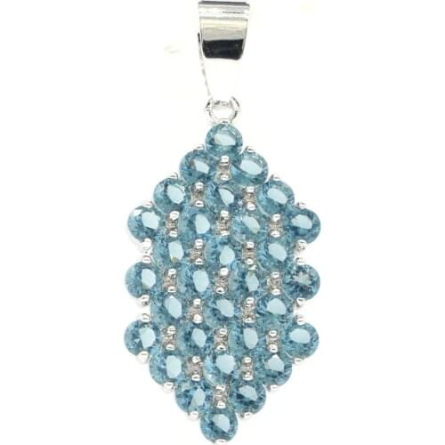 33x15mm Big European Design Created London Blue Topaz Violet Tanzanite For Women Wedding Silver Pendant