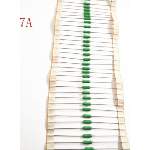 50pcs/lot 7A 125V/250V 2.4*7mm Axial Lead Green Fuse 7A 2.4 x 7 Fast Blow PICO Resistance Fuse