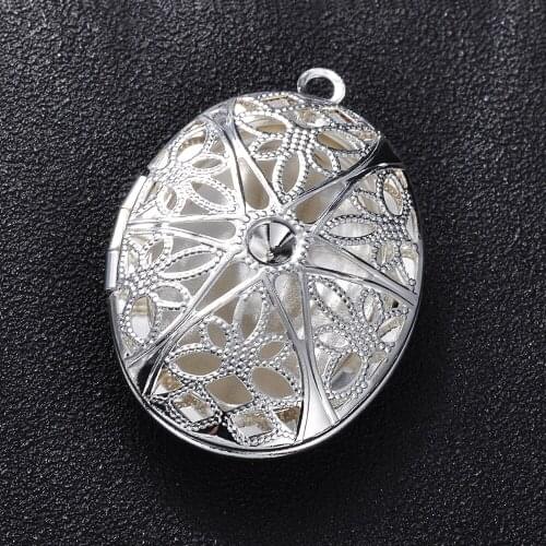 50Pcs/Lot DIY Photo Locket Olive Shape Vintage Picture Bronze Photo Frame fashion pendant for necklace women Jewelry