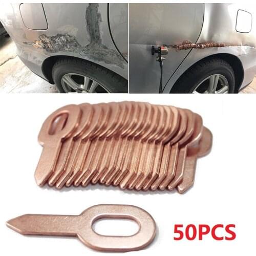 50PCS Copper plated Car Body Dent Repair Tools Spot Welding Straight Pull Rings Washer Holder