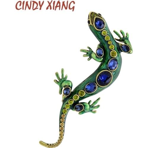 CINDY XIANG New Crystal Lizard Brooches for Women and Men Animal Pins Summer Shining Rhinestone Brooch Jewelry Kids Accessories