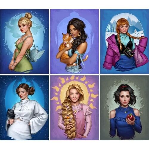 Diamond Painting Cartoon Disney Princess Girl Character 5D DIY Full Square/Round Embroidery Mosaic Kit Handmade Gift Home Decor