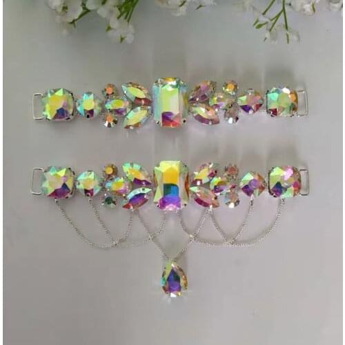 Free Shipping 12pcs/lot 5.2'' Rhinestone Connector Crystal AB Bikini Connector Headband Connector LSRC118