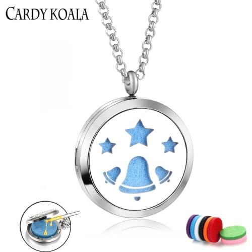 Free shipping Openable titanium steel star hollow fragrance perfume essential oil diffusion jewelry pendant necklace