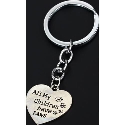 Paws Heart Keyring All My Children Have Paws Family Love key Chain Keychain Love Women Men Jewelry Gifts