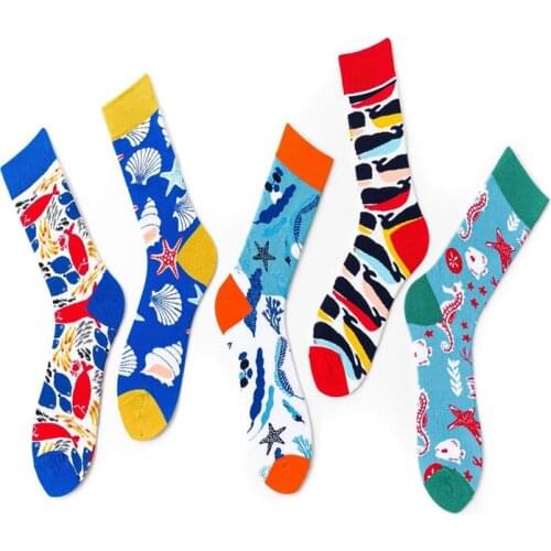 Whales, sharks, seahorses, conch, sea creatures, long stockings for male and female personality lovers C53