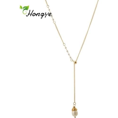 Hongye New Arrival Simple Charm Long Chain Natural Pearl Pendant Necklace For Women Party Collier Jewelry 2020 Accessories