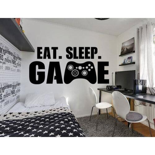 Large Size Gamer Wall Decal Eat Sleep Game Controller Video Game Wall Sticker For Kids Teen Bedroom Vinyl Wall Art Deco Z294
