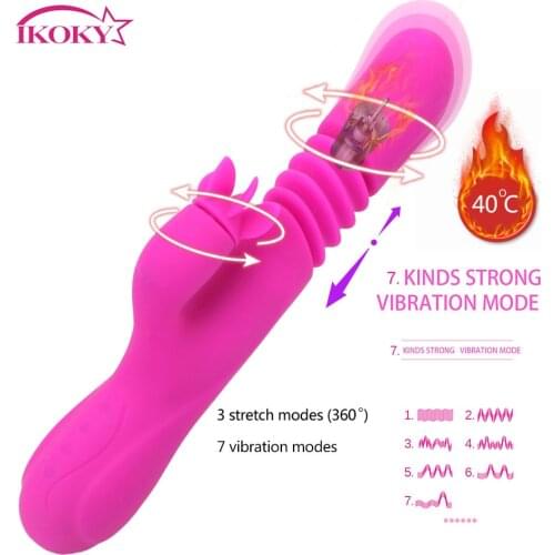 IKOKY Heating Rotation Thrusting G Spot Vibrator Scaling Dildo Clitoris Stimulator Sex Toys For Women Female Masturbator
