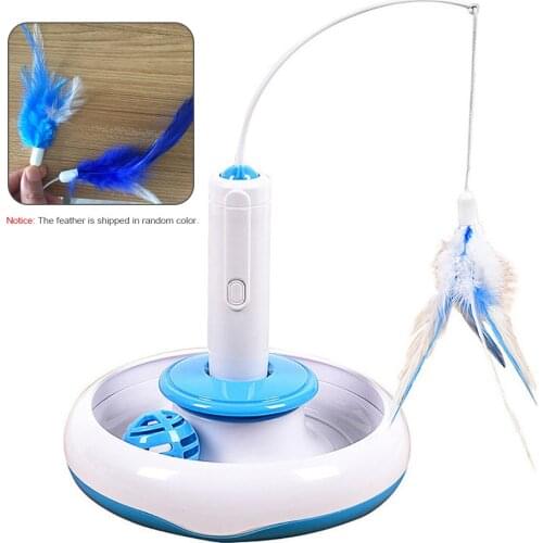 Cat Interactive Turbo Track Ball Toys Catch Feather Exercise Roller Turntable Sway Toy Cat Exercise Amusement Pet Accessories