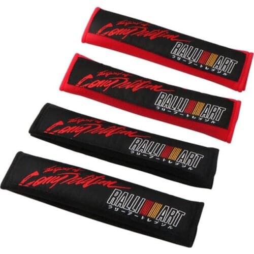 JDM Ralliart emblem Hella Flush Car soft seat belt cover cotton shoulder pad for Mitsubishi Lancer 10 evo Evolution accessories