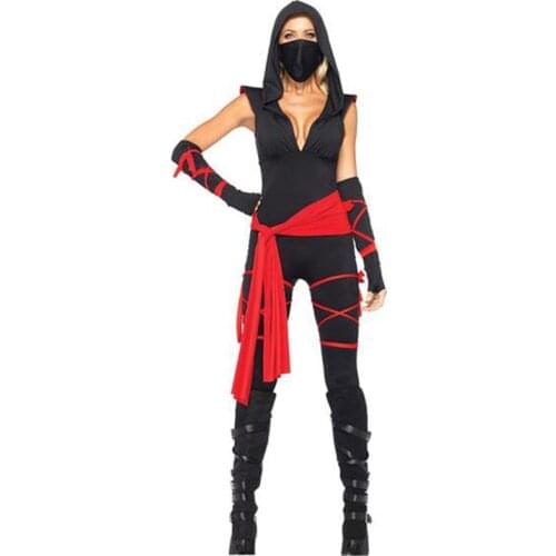 Halloween Party Japanese Classic Black Masked Ninja Warrior Costume Adult Anime Pirate Purim Cosplay Dress