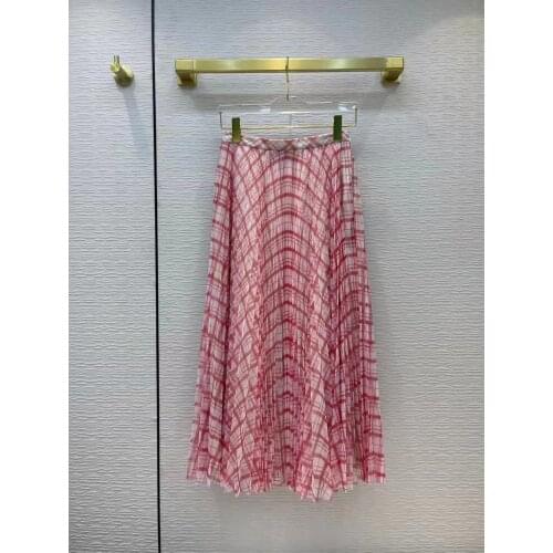 Summer Long Pleated Skirt For Women Runway High Quality Designer Vintage Party Luxury Female Print Skirt 2021