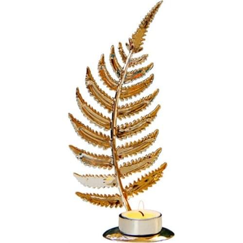 Metal Candelabra Candlestick Silver European Elegant Fern Leaf Shape Candle Holder Stand For Wedding Dining Table Christmas