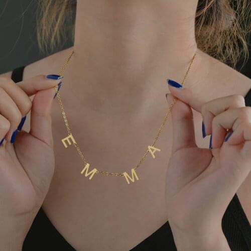 Acheerup Customized Trendy Stainless Steel Name Necklace Gold Personalized Single Letter Choker Necklace Pendant Nameplate Gifts