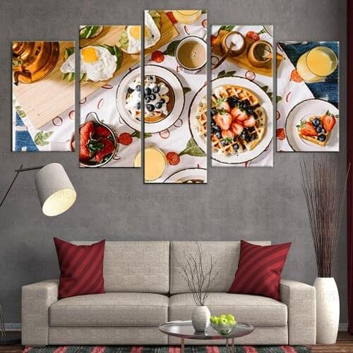 Modular Canvas Painting Frame HD Printed Poster 5 Pieces Delicious Food Pictures Wall Art Home Decor For Living Room Or Kitchen