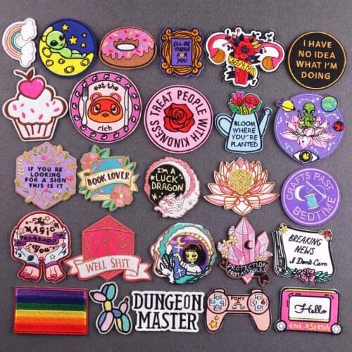 DIY Cartoon Embroidery Patches For Clothing Dragon Patch Embroidered Patch Iron On Patches For Clothes Appliques Crystal Badges